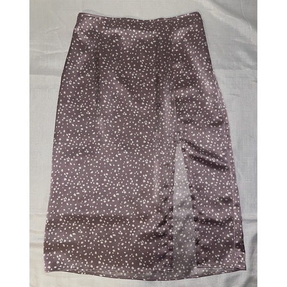 Abercrombie & Fitch Dresses & Skirts - Abercrombie & Fitch Satin Midi Skirt Small Purple White Polka Dot Front Slit Y2K